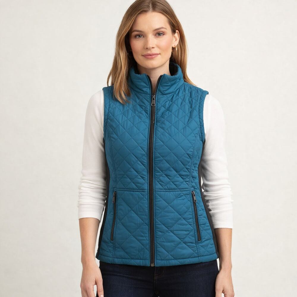 Andrew Marc Quilted Vest Size Medium Teal NWT